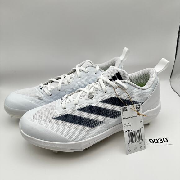 Adidas Womens sz 8.5 Softball Shoes Adizero Instinct IH3468 White/Blue - Picture 1 of 10